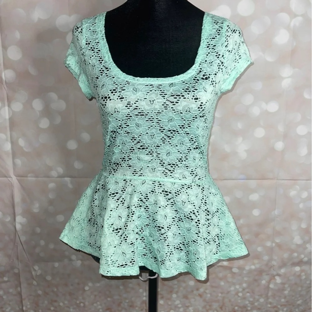 Small turquoise lace blouse